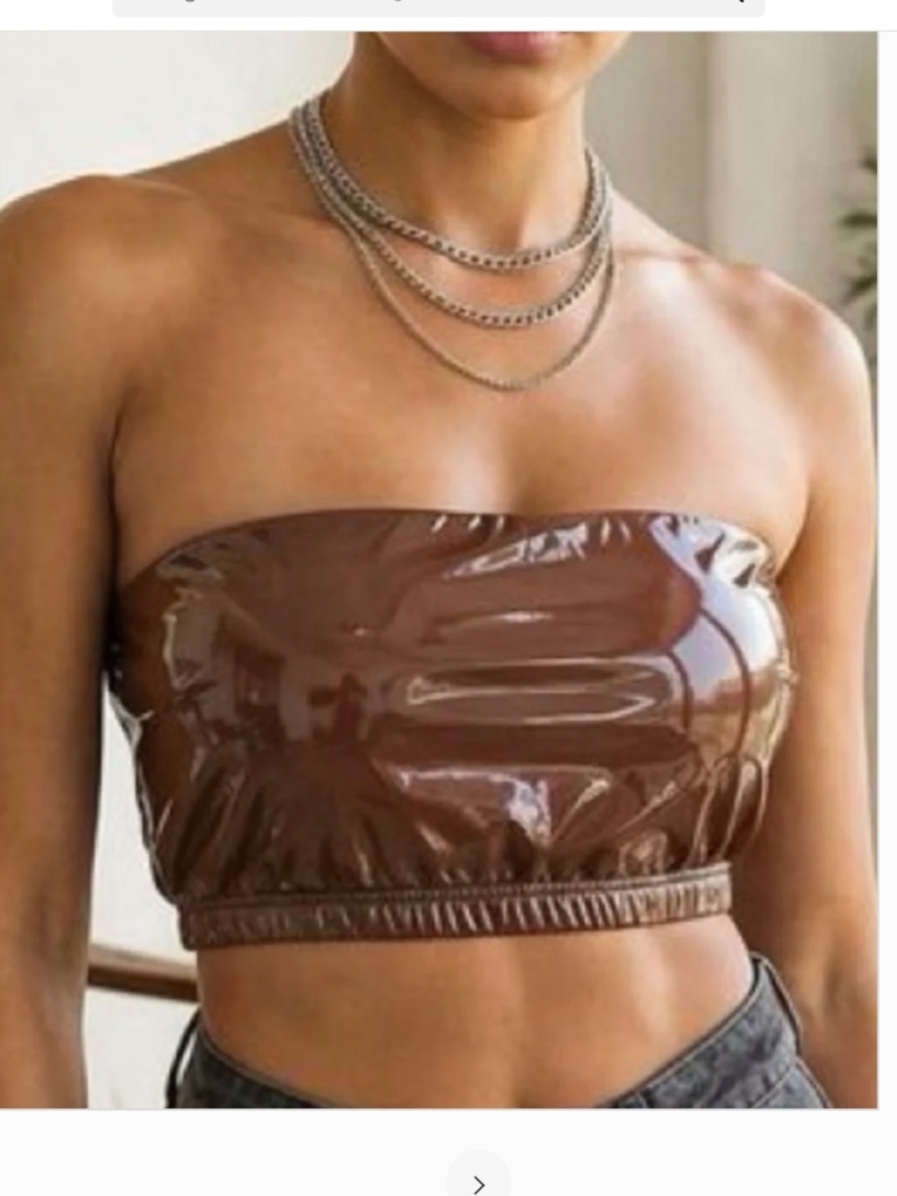 Good American sz 3 patent leather bandeau dark cocoa Large - Picture 1 of 4